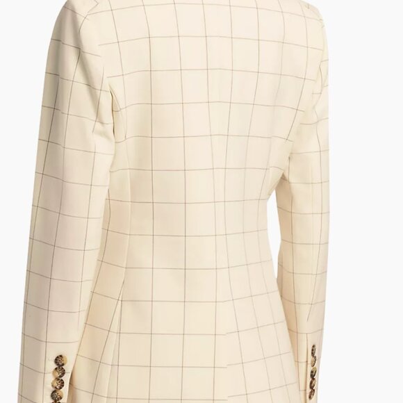 NWT: Veronica Beard Charleston Plaid Double-Breasted Jacket in Ecru Deep Ochre - Picture 2 of 13